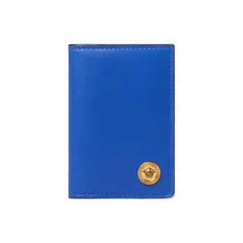VERSACE Cow Leather Wallet Men's Royal Blue