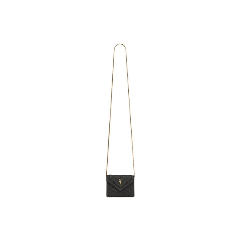 SAINT LAURENT Lambskin Chain Bag, Crossbody Bag, Shoulder Bag Women's Black-2