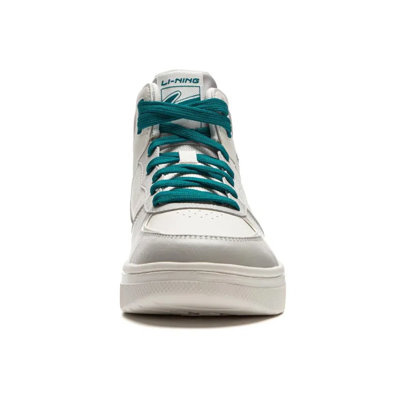 LiNing Qingyun Anti-Slip And Wear-Resistant Breathable High-Top Skateboard Shoes Men's White Gray-4