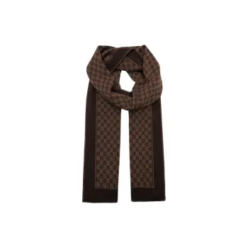 BALMAIN Wool, Leather Knit Scarves Men's Brown