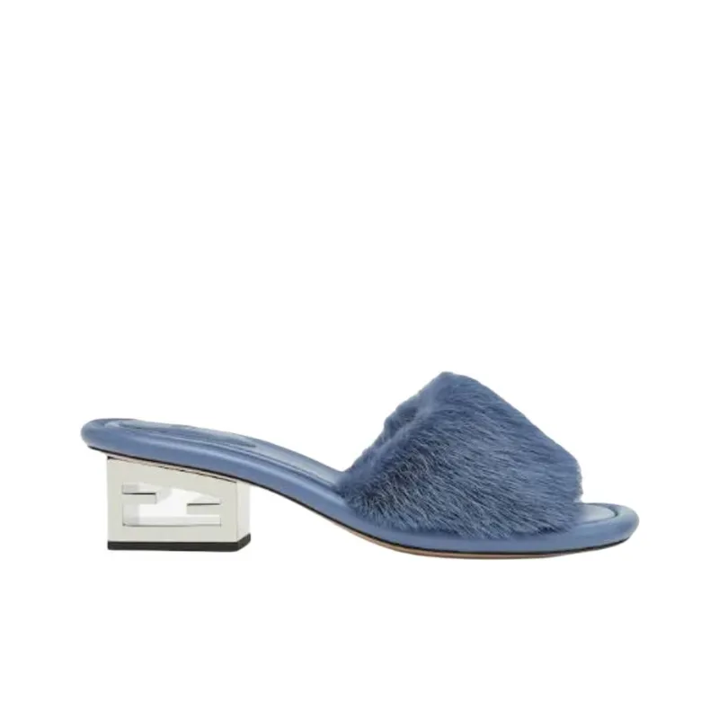 FENDI Baguette Slide Slippers Women's Blue-1