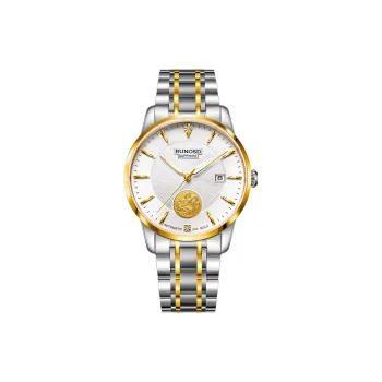 RUNOSD Mechanical Movement Stainless Steel Watchband Watch Men's Watches White Dial