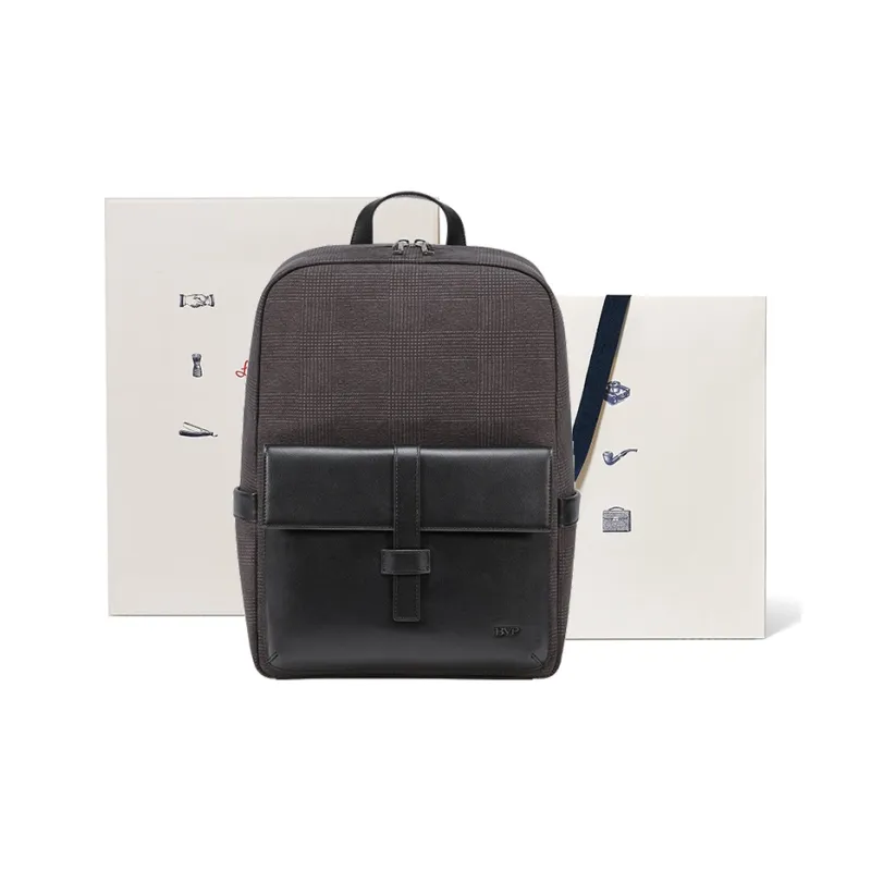BVP Genuine Leather Backpack Regular Men's Black/Blue-0