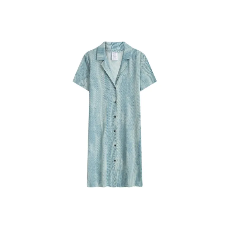 CALVIN KLEIN Nightgown Women's Plaid Blue-0
