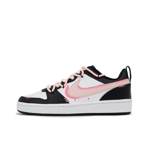 Nike Court Borough Non-slip Lightweight Low-Top Skateboard Shoes GS Black Pink