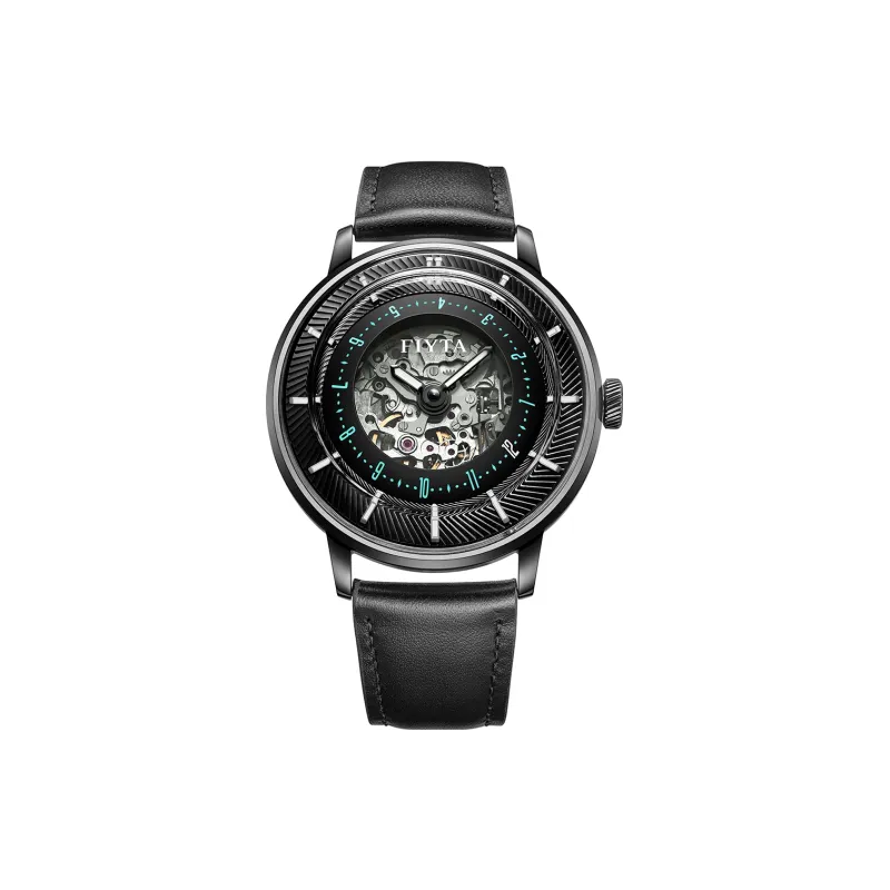 Fiyta Extreme Series WGA868003.BBB Automatic Mechanical Movement Cow Leather Strap Watch Men's Watches Cut Out Dial-0
