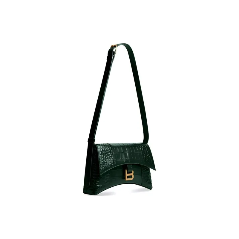 Balenciaga Downtown Crocodile-Embossed Calfskin Handbag Shoulder Bag Crossbody Bag Extra Small Women's Green-1