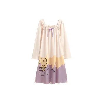 White Ran Nightgown Women's Apricot