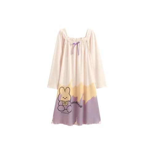 White Ran Nightgown Women's Apricot