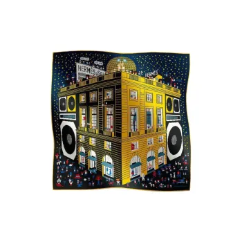 HERMES Silk Silk Scarves Men Yellow