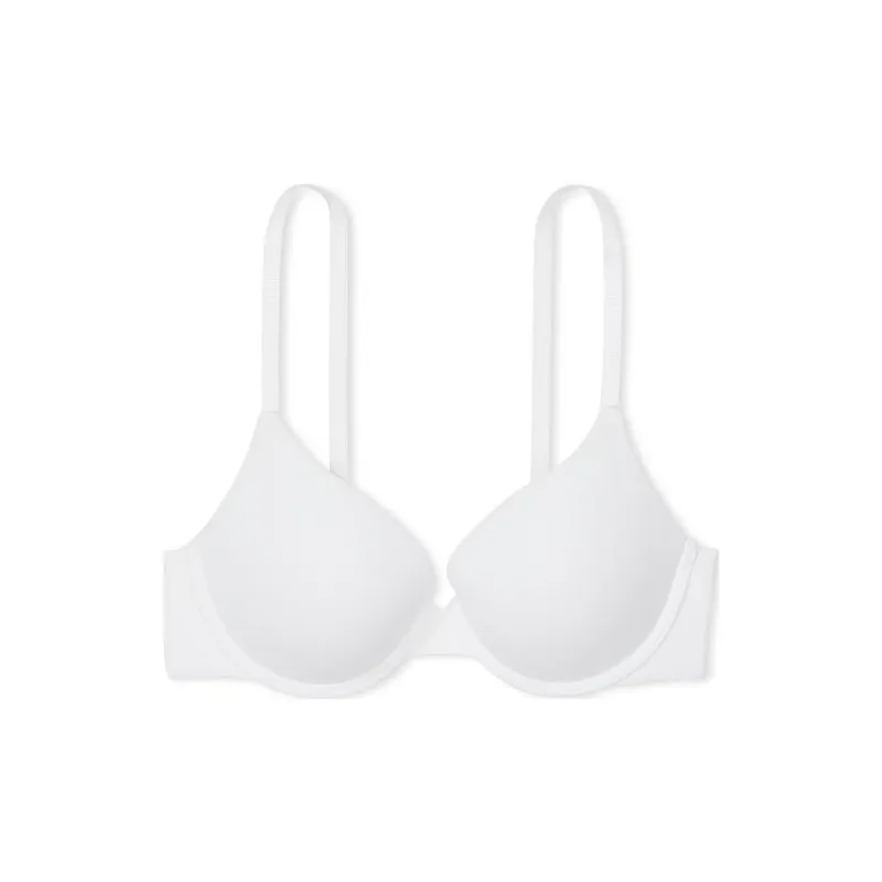 Victoria's Secret Push-Up Perfect Shape Ribbed Cotton Bra/VS White Bra Women's White-0