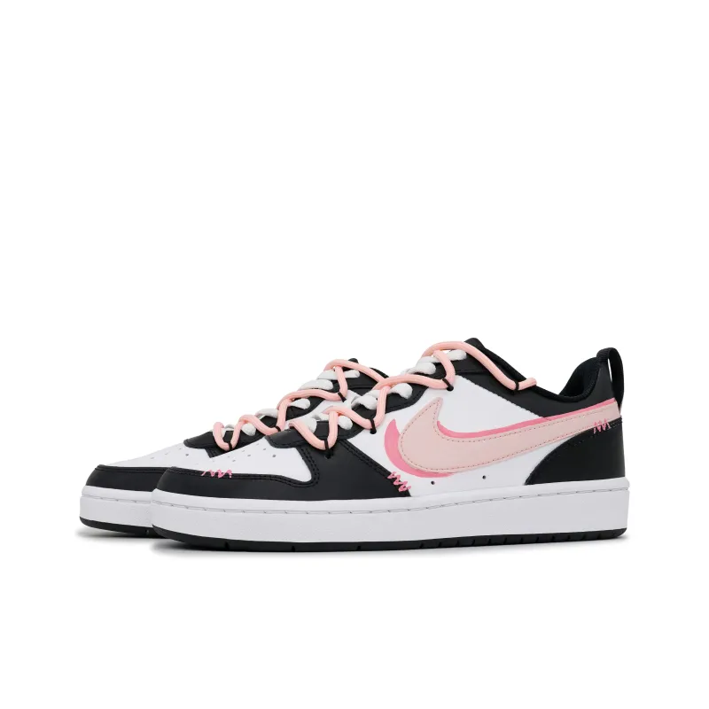 Nike Court Borough Non slip Lightweight Low Top Skateboard Shoes GS Black Pink-2