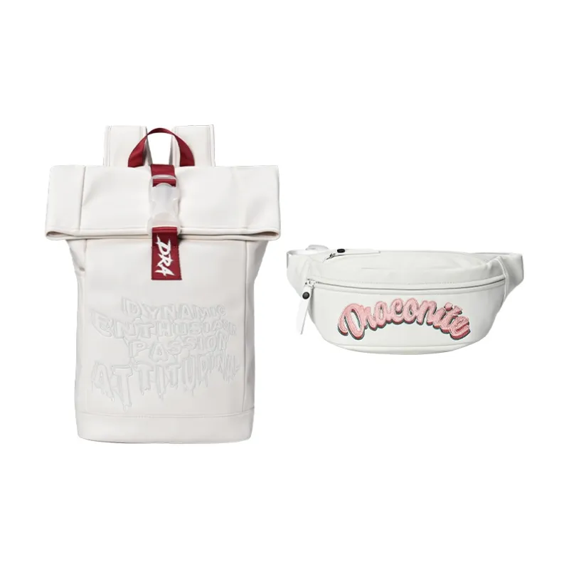 DRACONITE PU Student Backpack Regular Unisex White Red Color Blocking-19
