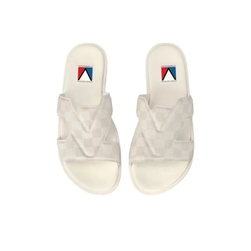 LOUIS VUITTON Oasis Slide Slippers Men White-3