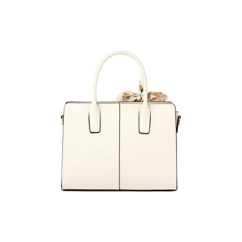 TUCANO Split Cow Leather With Synthetic Leather Handbag Regular Women's Ecru-2