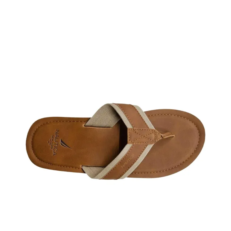 NAUTICA Odor-Resistant Antibacterial Flip Flops Unisex Military Brown-4