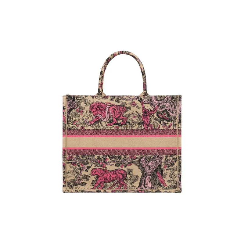 DIOR DIORIVIERA Embroidery Tote Bag, Shopping Bag, Handbag Tubas Women's Beige & Pink-2