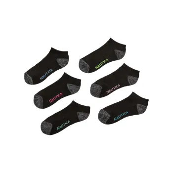 NAUTICA Ankle Socks Unisex 6 Pack Black
