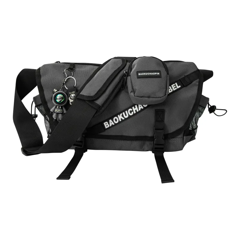 KONADCT Nylon Commute Urban Techwear Crossbody Bag Large Size Unisex Khaki/White/Gray/Army Green-11