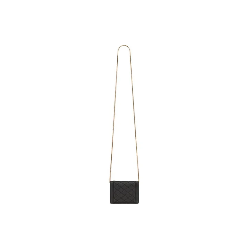 SAINT LAURENT Lambskin Chain Bag, Crossbody Bag, Shoulder Bag Women's Black-4