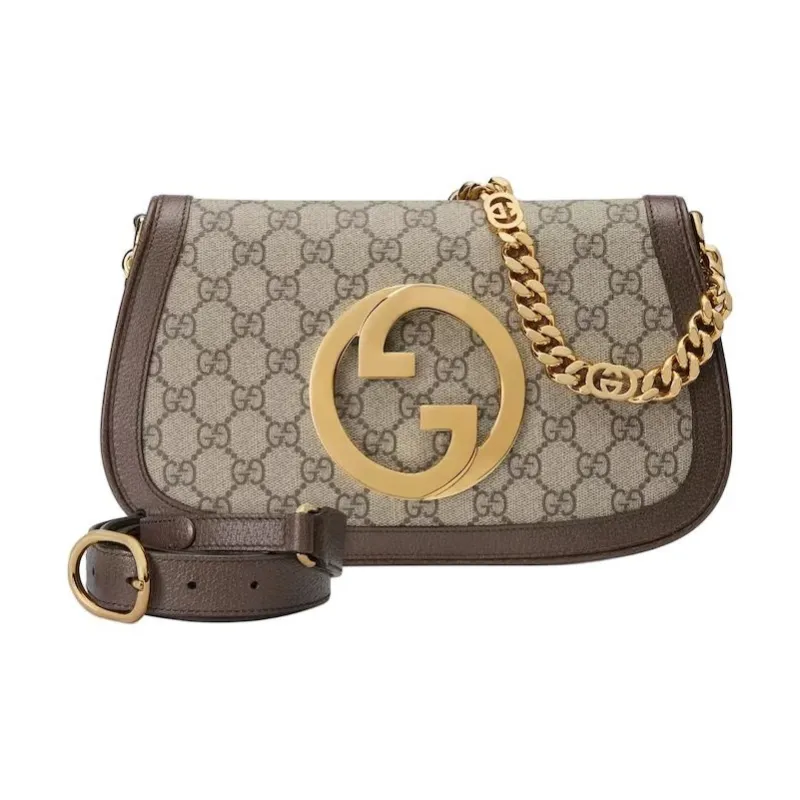 GUCCI Blondie Supreme Canvas Handbag Shoulder Bag Small Size Women's Brown-2