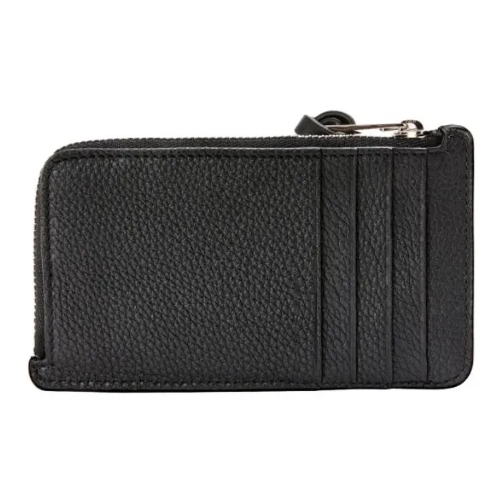 LOEWE Soft Grain Cow Leather Card Holder Women's Black-4