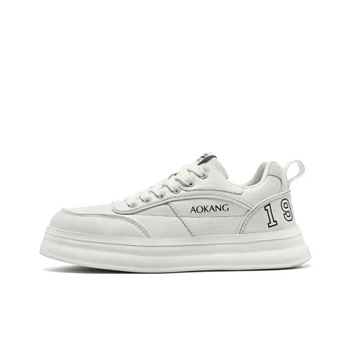 AOKANG Trendy Play Series Anti Slip And Wear Resistant Height Increasing Low Top Skateboard Shoes Men White