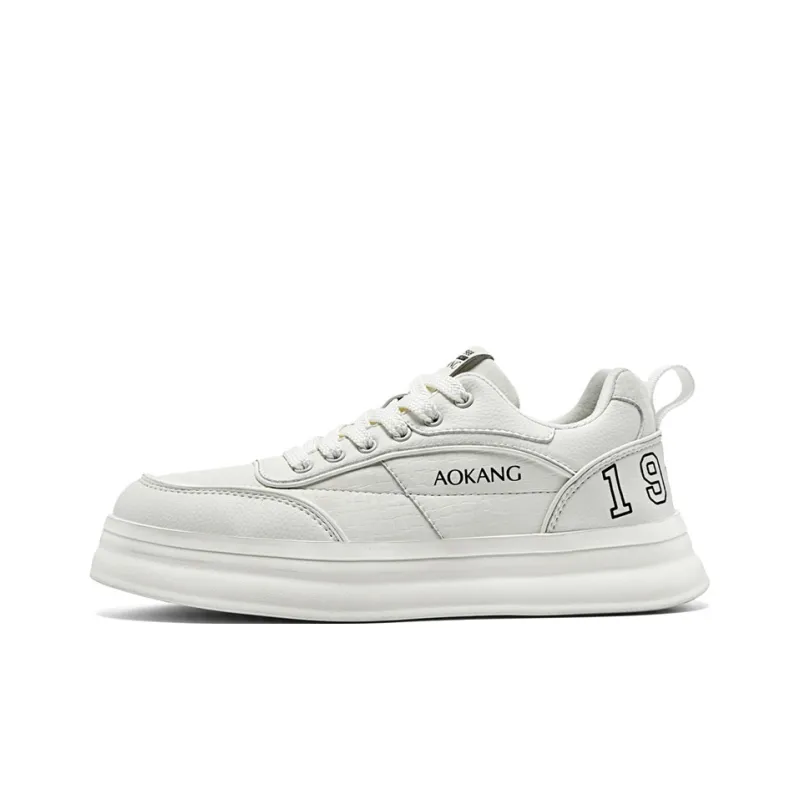 AOKANG Trendy Play Series Anti-Slip And Wear-Resistant Height Increasing Low-Top Skateboard Shoes Men White-0