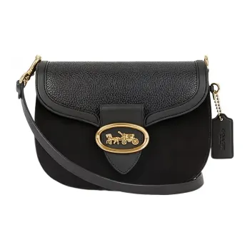COACH Kat Cow Leather Saddle Bags Shoulder Bags Women's Black