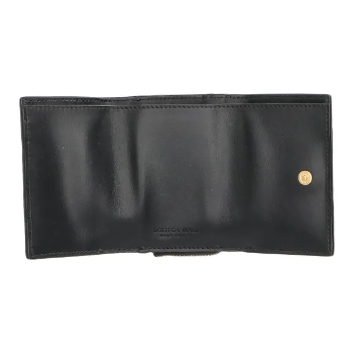 Bottega Veneta Intrecciato Lambskin Wallet Mini Unisex Black-1