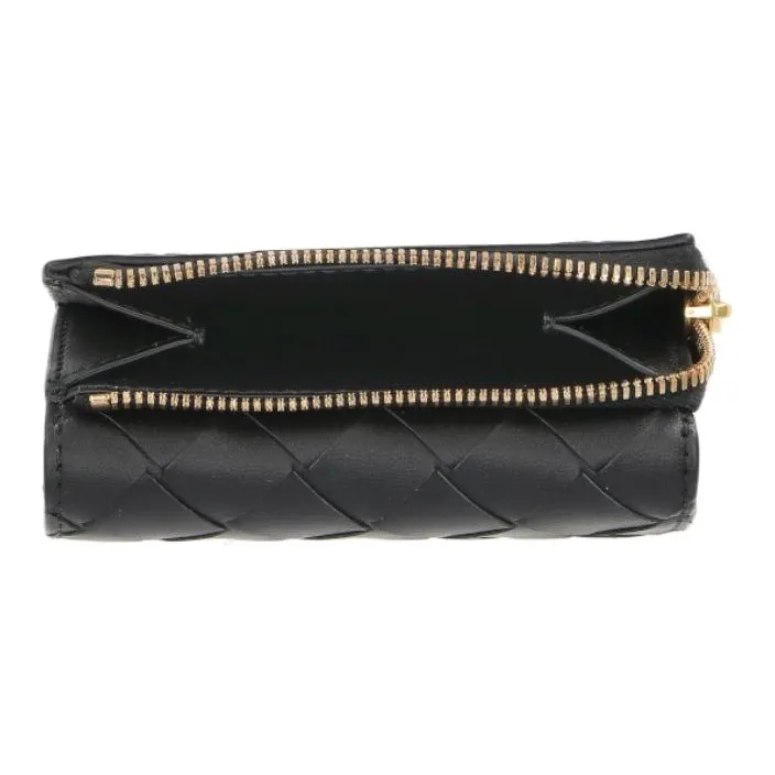 Bottega Veneta Intrecciato Lambskin Wallet Mini Unisex Black-3