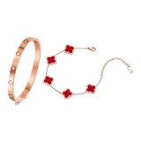 Rose Gold Lucky Favor Clothing Sets (Red Bracelet+Bangle)