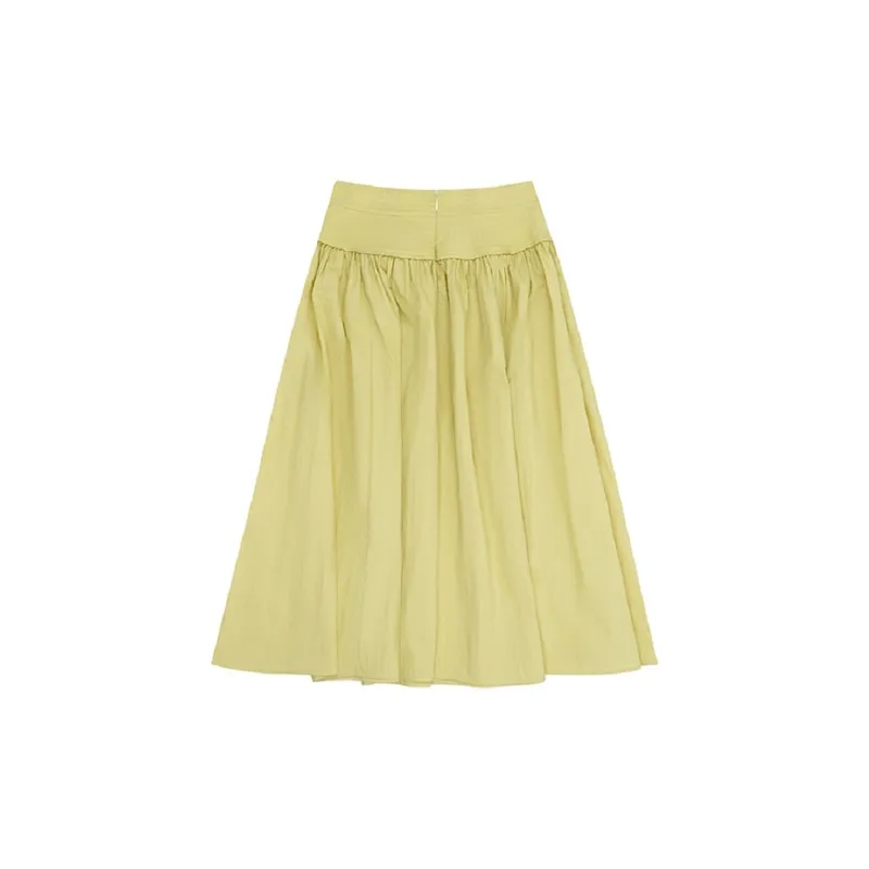 FAIRFAFO Casual Long Skirt Women's Millet Yellow-1