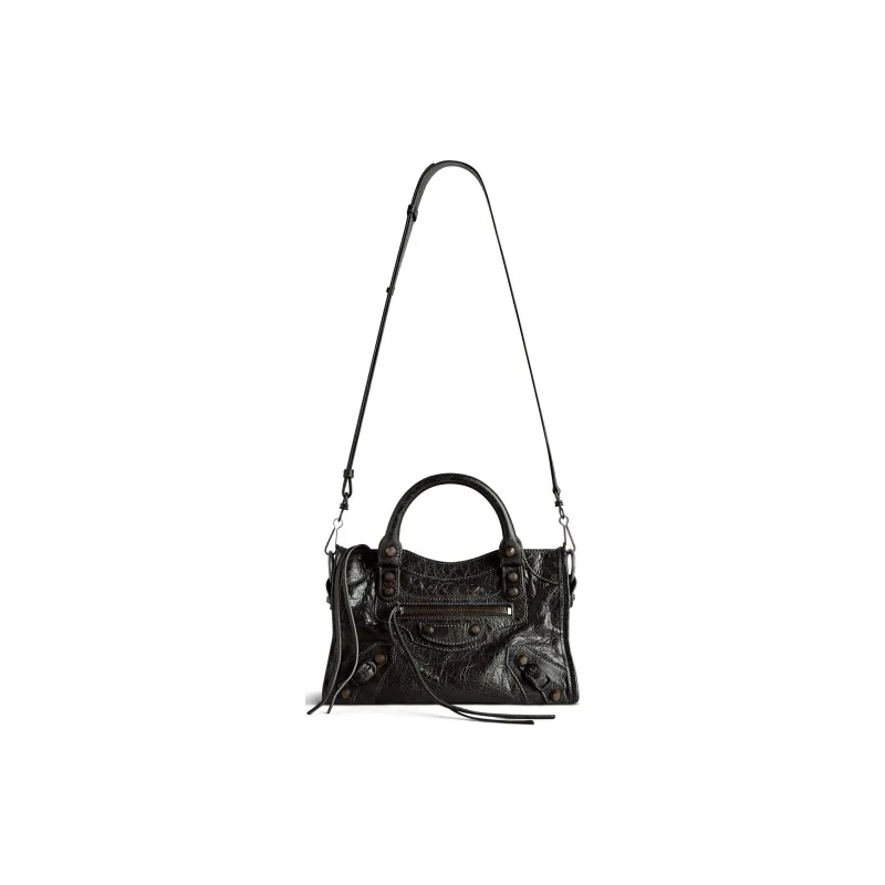 Balenciaga Le City Mini Bag In Black Arena Storico Lambskin Brass Hardware Black-1