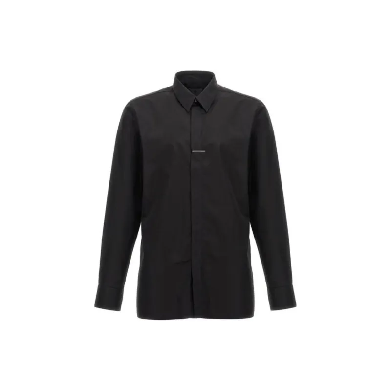 Givenchy Logo Engraved Metal Clip Long Sleeved Shirt-1