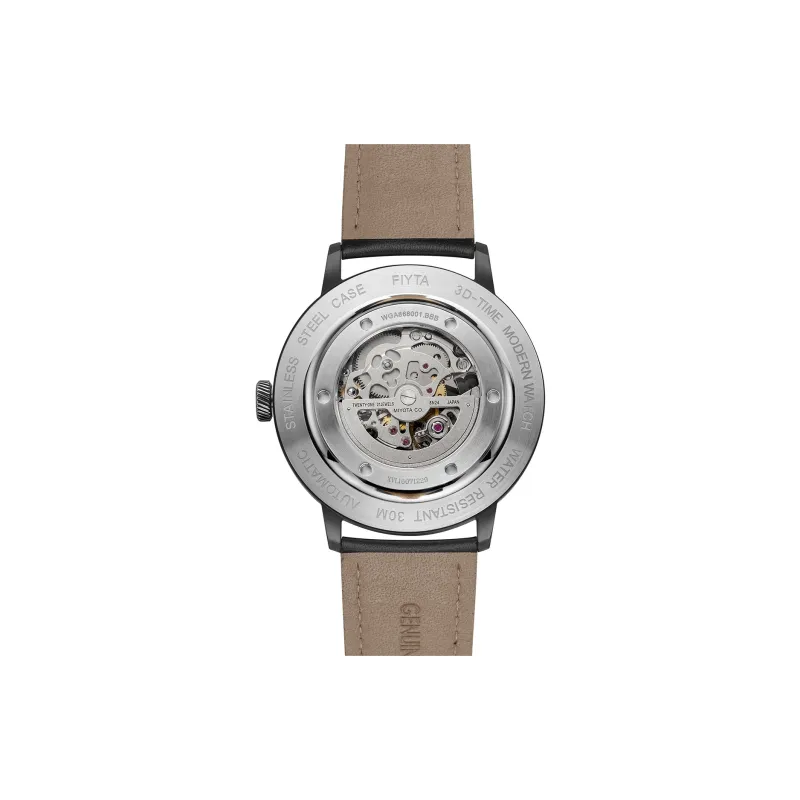 Fiyta Extreme Series WGA868003.BBB Automatic Mechanical Movement Cow Leather Strap Watch Men's Watches Cut Out Dial-3