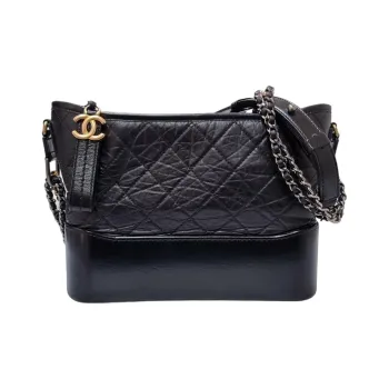 CHANEL Gabrielle Calfskin Handbag Shoulder Bag Crossbody Bag Medium Size Women's Black