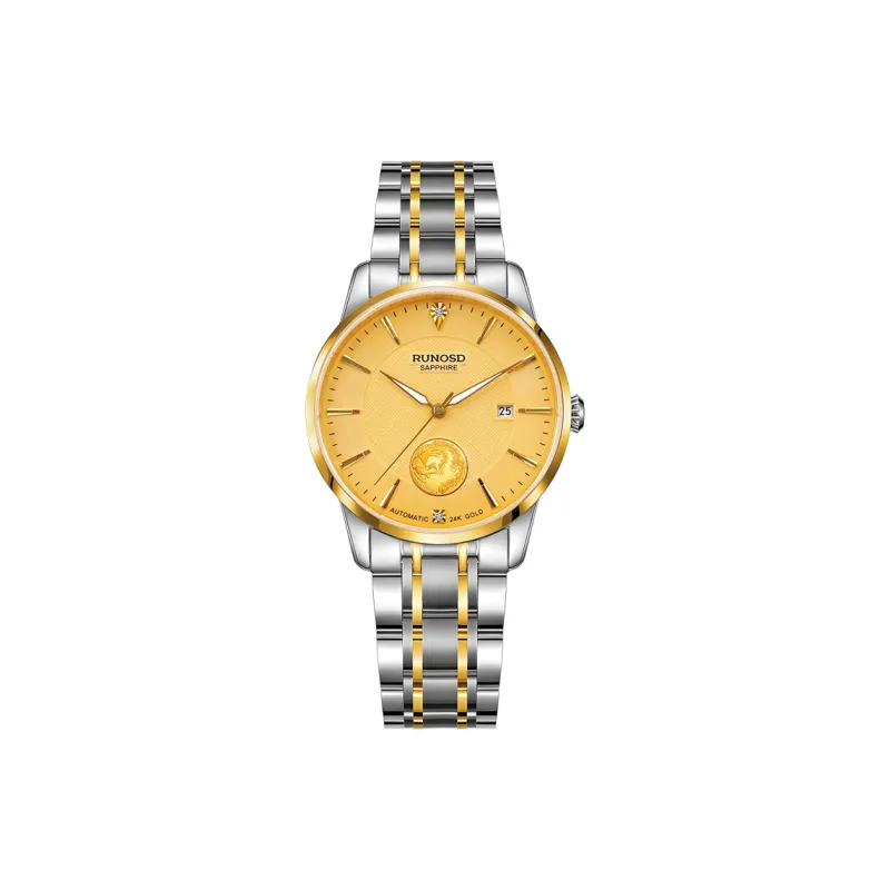 RUNOSD Mechanical Movement Stainless Steel Watchband Watch Women's Watch White Dial-3