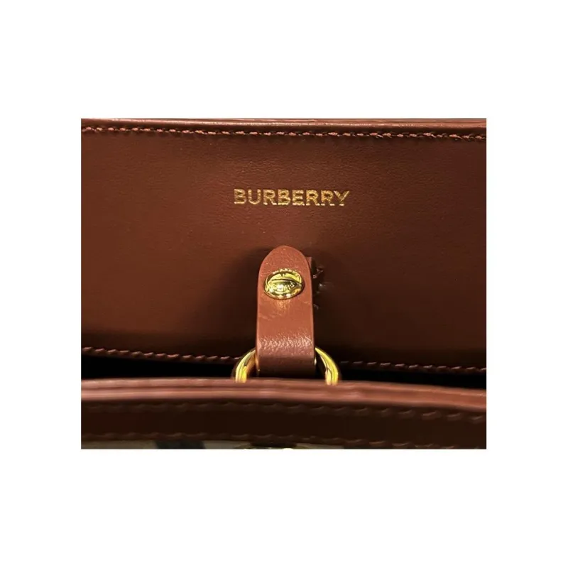 Burberry Canvas With Leather Tote Bag, Shopping Bag, Handbag Women's Beige & Brown-6