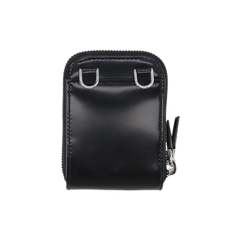 PRADA Shiny Cow Leather Shoulder Bag Crossbody Bag Mini Unisex Black-5