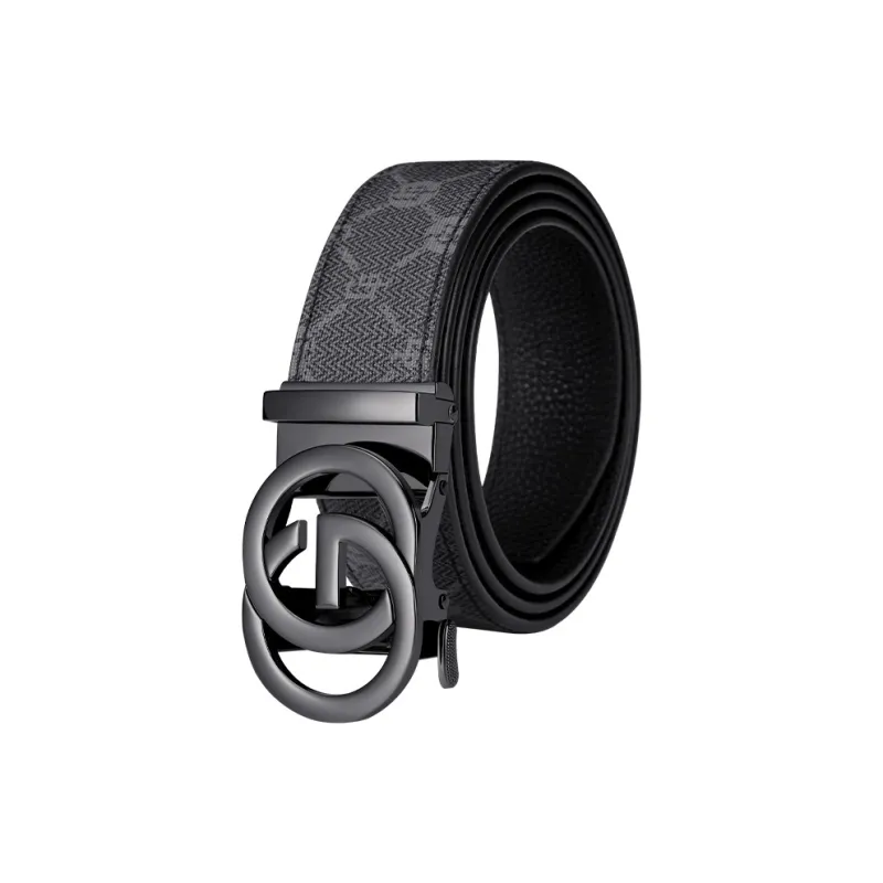 GOLF PVC Cow Leather Patchwork Leather Belts Men Gunmetal/Gold Width  3.5cm-0