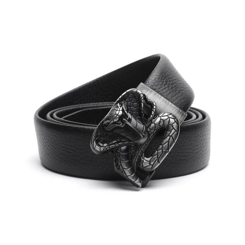 Satchi Cow Leather Belts Men's Black Width 3.5cm Gift Box Sets-0