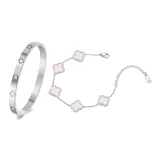 Silver Lucky Favor Clothing Sets (Pink Bracelet+Bangle)
