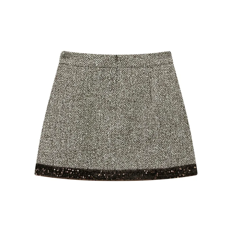 PEACEBIRD Casual Short Skirts Women's Brown-1