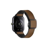 Square Buckle Zebra Pattern Magnetic Strap-Dark Brown