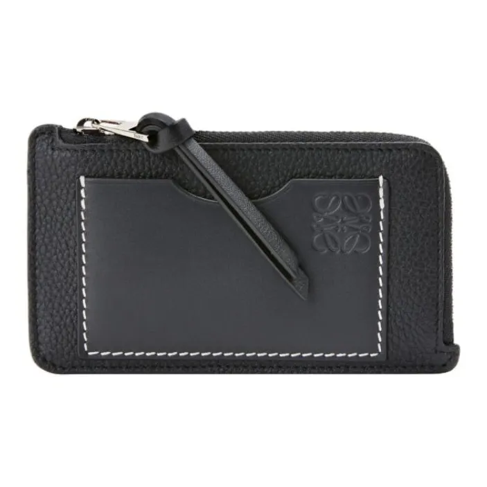 LOEWE Soft Grain Cow Leather Card Holder Women's Black-1