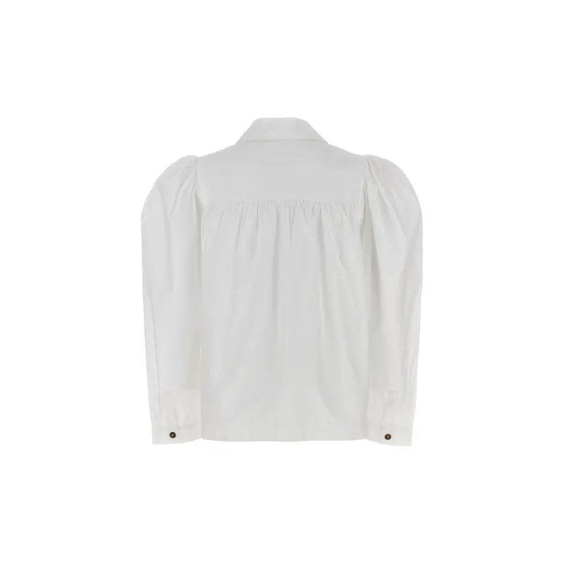 GANNI Puff Sleeved Poplin Shirt-1