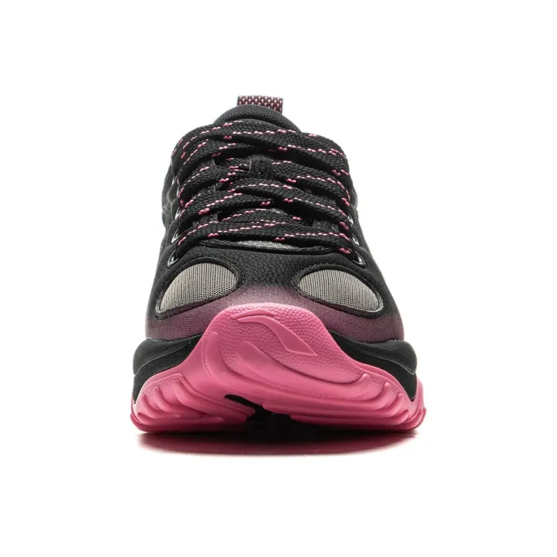 LiNing Cushioning, Abrasion Resistant, Height Increasing Low Top Casual Shoes Women's Black Pink-4