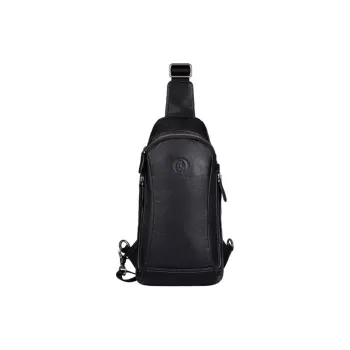 Hush Puppies Vegetable Tanned Genuine Leather Shoulder Bag Crossbody Bag Medium Size Men Black