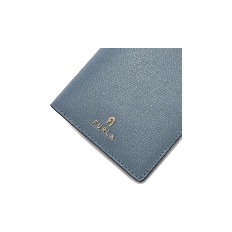 Furla Textured Leather Passport Clip Women's Sky Blue-3